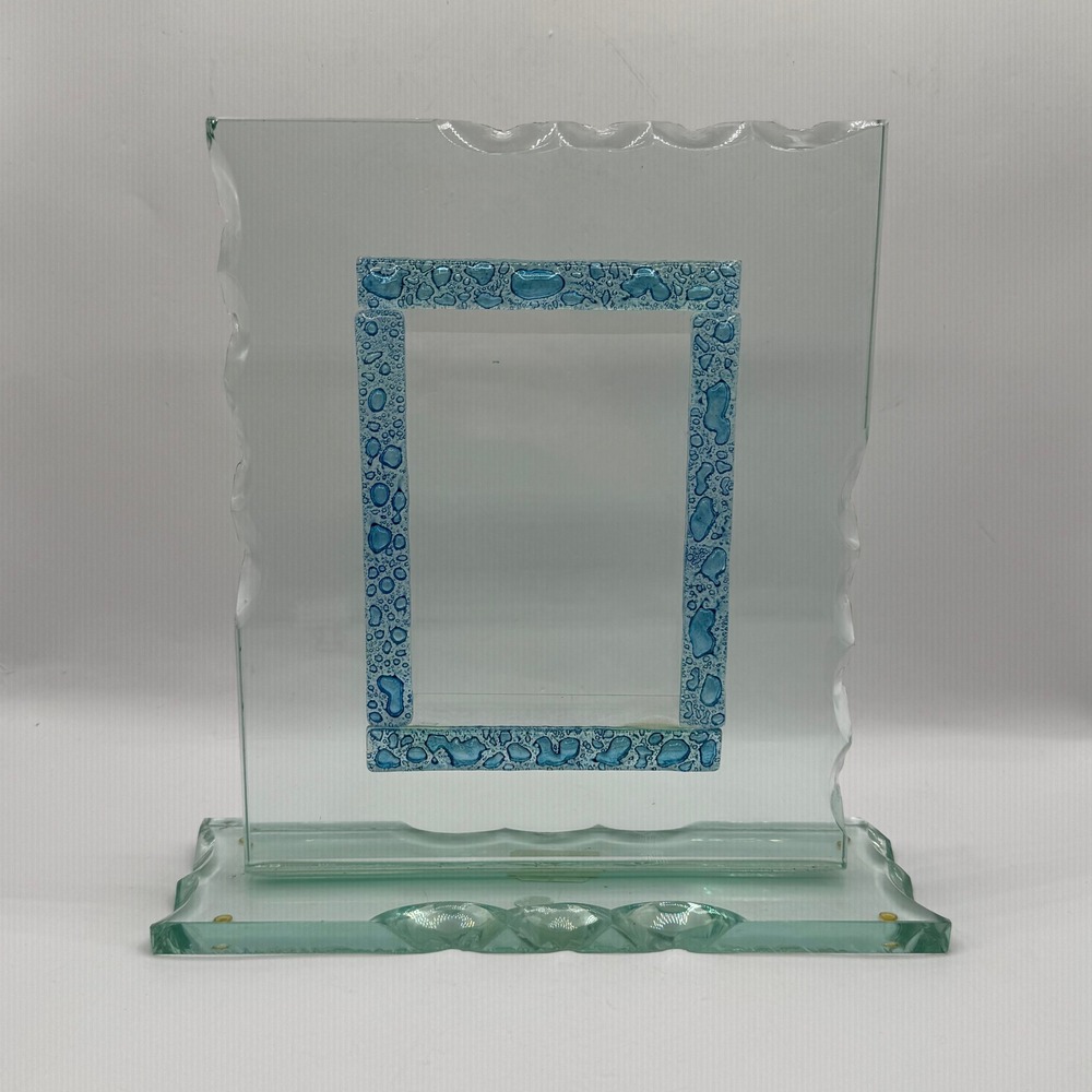 Glass Picture Frame Blue Bubble 4x6 Textured Scalloped Edge Kirkland's Heavy